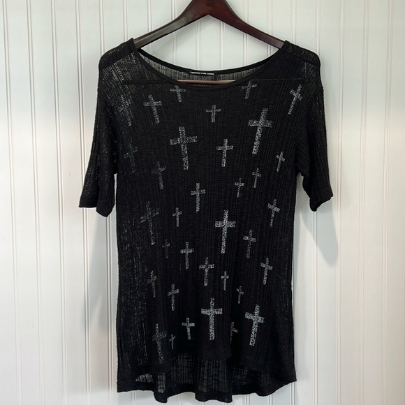 happening in the present Tops - Burnout Cross Tunic